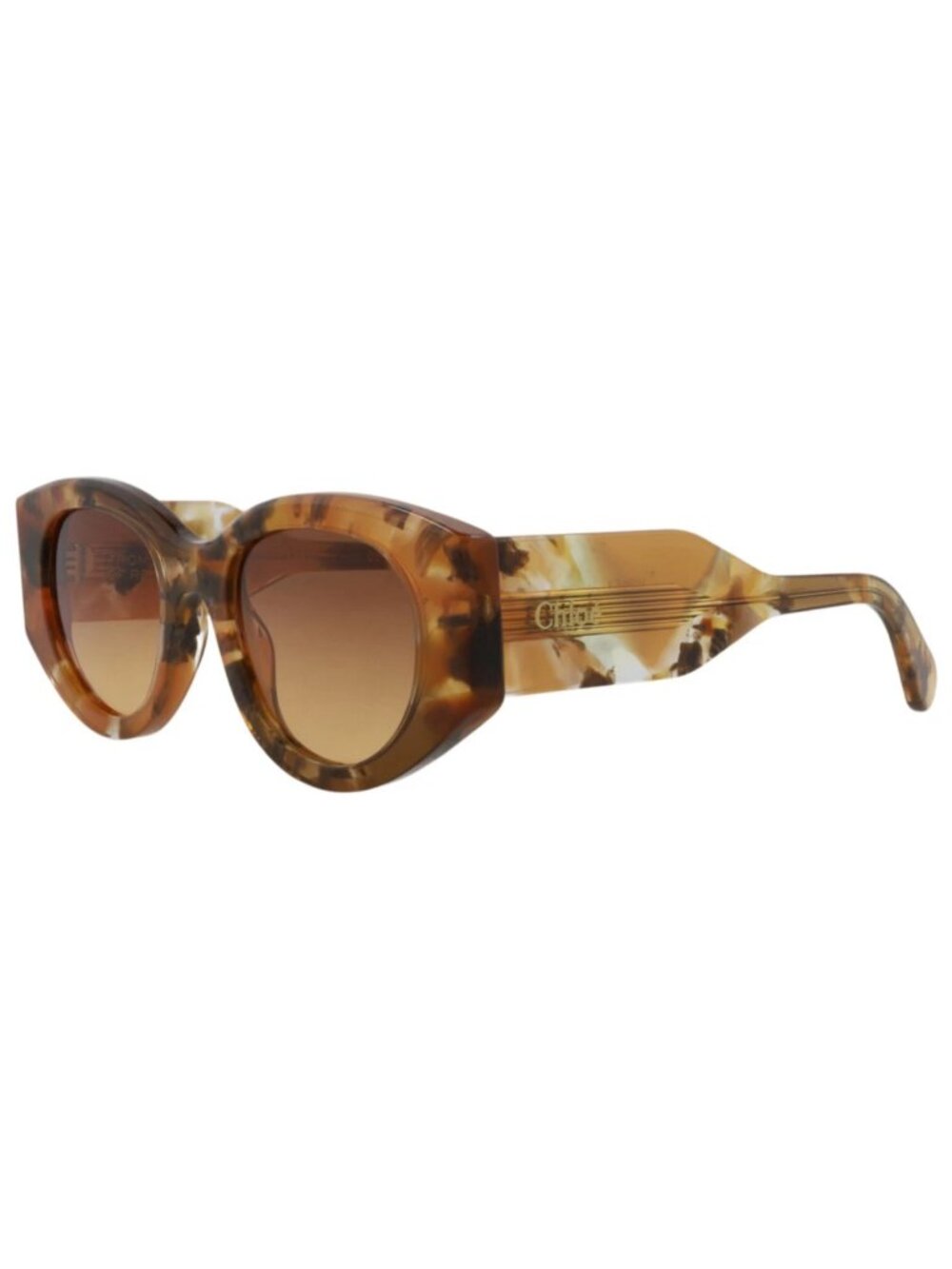 New Chloé Women's Sunglasses Round Oval Recycled Acetate Frame Havana Havana